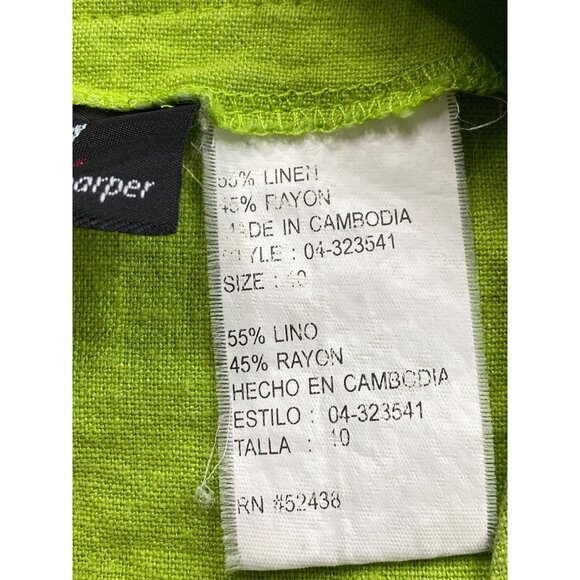 M.H.M Melissa Harper Dress Womens 10 Green Navy 2 pc Maxi Jacket Set Linen blend - Picture 4 of 16